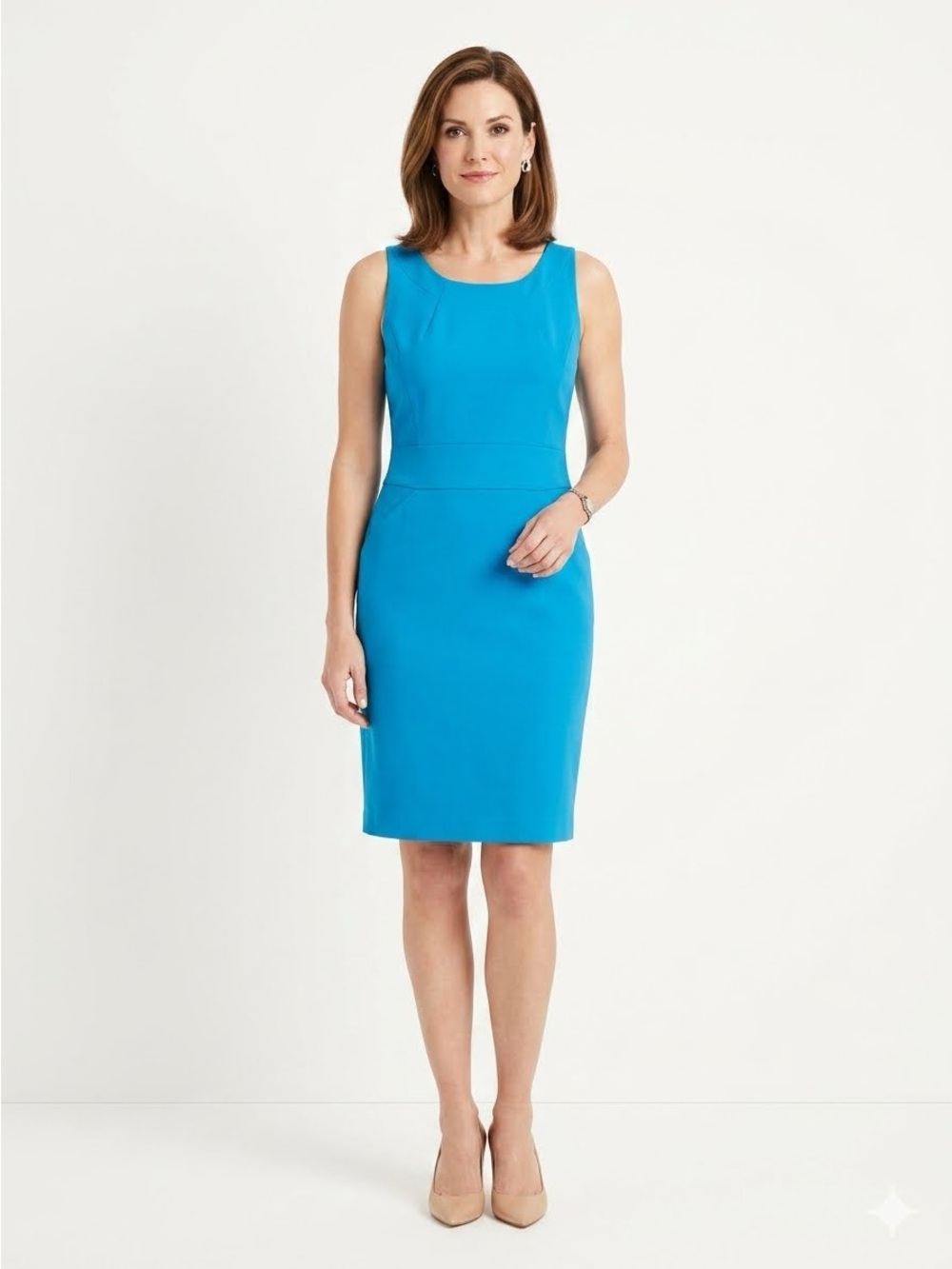 J. Crew Suiting 100% Wool Sleeveless Aqua-Blue Sheath Dress with Pockets Size 8